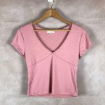 Ultra Flirt Coral V-neck Crop Top NEW Size LARGE Photo 2