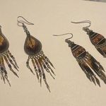 Women’s Lot Of 2 Dangle Costume Earrings Pierced Beaded Mix Native Style Photo 0