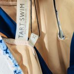 Tart NEW Swim Blue Marbled Print Halter Plunge One Piece Swimsuit Size Medium Photo 4