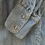 Desert West Vintage Western Button Up Shirt Medium Boot Pinstripe Made In USA Blue Photo 6