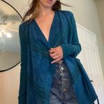 Free People Blue suede western cardigan Photo 2