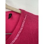 Badgley Mischka 100% Cashmere Top Women Medium Pink Barbie Preppy Beaded Neck Photo 2