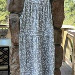 Loft ANN TAYLOR Size MEDIUM Gray Ivory Floral Sleeveless High Neck Sundress Photo 0