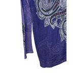 Chico's  Women's Sweater Paisley Thin Knit‎ Gem Beaded Long Cardigan Purple Sz. 1 Photo 7