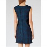 Reiss Kori Textured Fit and Flare Blue Black Dress Size 4 Photo 2