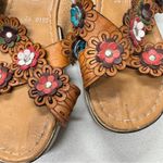 Lilian’s Tan Leather Colorful Flower Sandals Womens 10.5 Platform Beachy Summer Photo 3