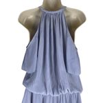 Ramy Brook  Eileen Cold Shoulder Satin Mini Dress Light Blue Size S Photo 8