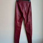 ZARA Faux Leather High Waisted Zipper Slit Bottom Red Pull On Pants Size XS Photo 4