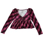 Maeve NEW Anthropologie  Velvet Babydoll Plaid Top Pink Purple Size‎ Medium NWT Photo 2
