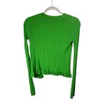 Maje  Maestro Ribbed Ruffled Knit Cardigan Sweater Green NEW Womens 1 US Small Photo 7