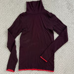Athleta  Womens XS Burgundy Turtleneck Long Sleeve Top Photo 0