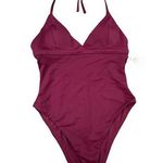 ANDIE NWT Swim The Lagos One Piece Swimsuit Halter Removable Cups Plum L Photo 0