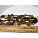 Vintage Boho Multi Strand Beaded Necklace Statement Pendant Earth Tone Colors Brown Photo 4