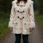 Free People Y2K Shaggy Faux Fur Toggle Buckle Wool Jacket Large Photo 0