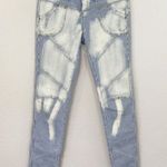 Free People  Pinstripe Moto Skinny Jean Distressed Light Wash 25 Photo 4