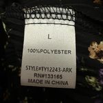 Everleigh  Black Floral Blouse Size Large Tie Neck Pleated Ruffle Bottom NWT Photo 4