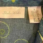 Studio Works  Embroidered Floral Button Up Lightweight Denim Jacket Size Medium Photo 5