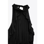 ZARA  Black Silk Satin Halter High Neck Ruffle Sleeveless Straight Jumpsuit Sz S Photo 10