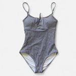 BOGO Melissa Odabash Cyprus Lace Up One Piece Bathing Suit Swimsuit Gingham US 8 White Photo 1