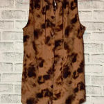 Vera Wang Simply Vera M women's Sleeveless top tan/brown High Low Blouse Gathered Pleats Photo 1