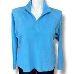 LL Bean Womens Quarter Zip Fleece Pullover Shirt Top Blue Outdoor Winter XL Photo 0