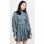 Ulla Johnson Blue Angelica Mock Neck Embroidered Smocked Mini Dress, Size 4 Photo 2