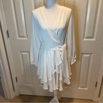 SheIn  Women’s Size XL Off White Solid Ruffle Boho Flowy Swing Mini Dress Photo 4