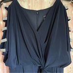 Alex Evenings  Embellished Ladder Sleeve Draped Knot Front Gown Navy Blue Size 6P Photo 8