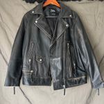 ZARA  Washed out Black Distressed Faux Leather Moto Jacket Size Large Photo 5