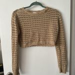 Princess Polly Beige Crochet Crop Sweater Photo 0