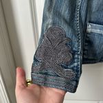Coldwater Creek  Women’s Denim Embroidered Boho Jacket Hook Closure Size 8P Photo 3