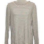 Time and Tru Womens XL Striped Long Sleeve Layering T Shirt Spandex Crew Top White Photo 0