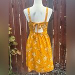 Madewell  Yellow Silk Fleur Bow Back Dress in Butterfly Garden Women’s Size 10 Photo 3