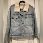 Kensie NWT Kenzie Jeans Size L Light Wash Sherpa Collar Large Pocket Jean Jacket Button Photo 0