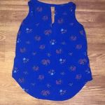 Old Navy  Royal Blue Floral Sleeveless Blouse XS Photo 5