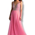 Vienna Prom Dress Pink with Silver Rhinestones Size 2 Photo 0
