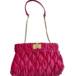Lilly Pulitzer NEW Quilted Velvet Clutch Bag Bamboo Turnlock Luxe Pink Grenadine Photo 2