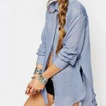 Free People  Thats a
Wrap Shirt Chambray Combo Blue Photo 3