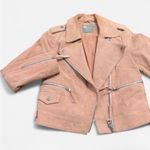 ASOS  pink suede leather moto jacket Photo 0
