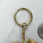 SFJ Vintage Gold Tone Metal Frog Lily Pad Keychain Keyring Photo 4