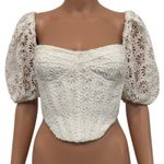 Bardot Daisy 6 M eyelet bustier corset puff sleeve crop top TB 3060 Photo 13