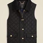 J.Crew Quilted Barn Vest Corduroy Collar Black Preppy Gold Buttons Womens XS NWT Photo 0