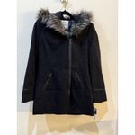 Maralyn & Me  Juniors' Faux-Fur-Trim Asymmetrical Hooded‎ Coat, Black Size Small Photo 2