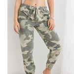 Aerie  Double Pocket Utility Jogger Camo Green Pull On Drawstring Size XS Photo 0