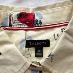 Talbots  Women's Shirt XS C'est La Vie French Scenic Print Blouse Ivory Red Blue Photo 1