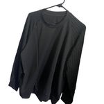Black XL Crewneck Sweater With Textured Knit Sleeves Polyester Blend Photo 2
