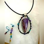 Real STONES necklace w Lápiz purple pendant gorgeous Photo 5