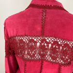 Vintage Red Suede Crochet Fringe Jacket Boho Western Bohemian Festival Size M Photo 9