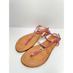 GBG Los Angeles T Strap Sandals Size 6 Pink‎ Gold Logo Ankle Strap Pink Photo 1