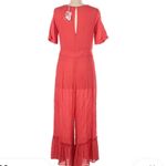 Traffic People Pink Red Wide Leg Short Sleeve Ruffle Ankle Jumpsuit M Size M Photo 3